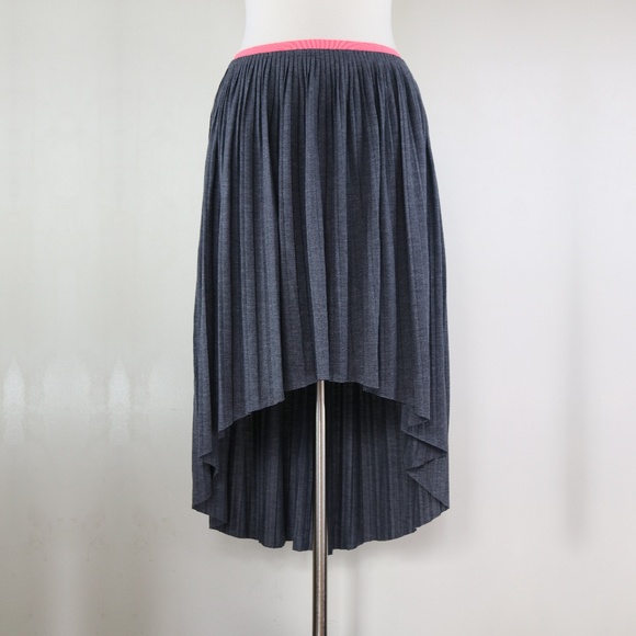 American Eagle Grey Pleated Hi Low Midi L Skirt - Picture 1 of 6